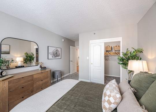 Relaxing bedroom space at 15 Bank Apartments in White Plains, NY 10606