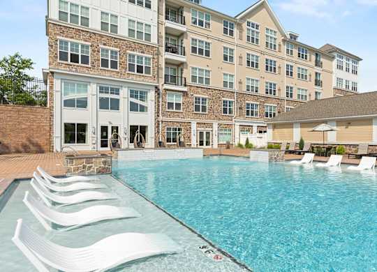 Outdoor Saltwater Pool at Heights at Glen Mills Apartments in Glen Mills, PA 19342