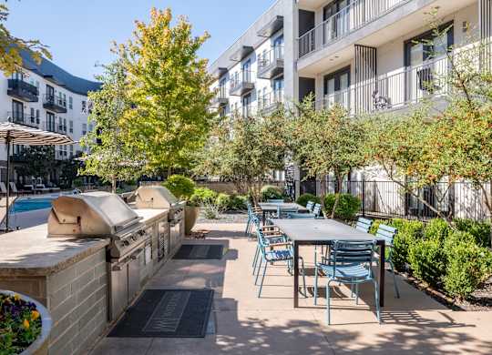 Outdoor BBQ Grilling Space at Abstract at Design District in Dallas TX, 75207