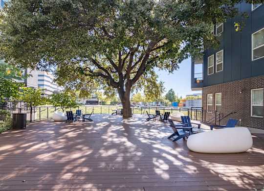 Shaded Community Patio at Abstract at Design District in Dallas TX, 75207