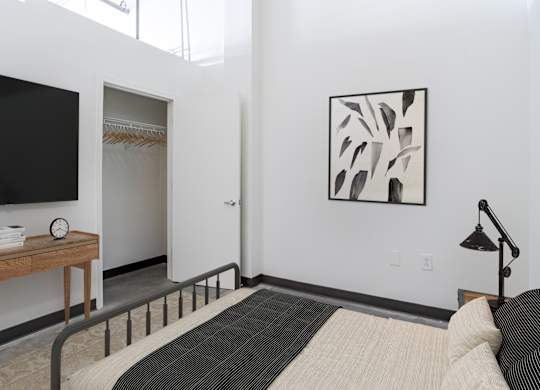 Bedroom at Highland Mill Lofts in Charlotte, NC 28205