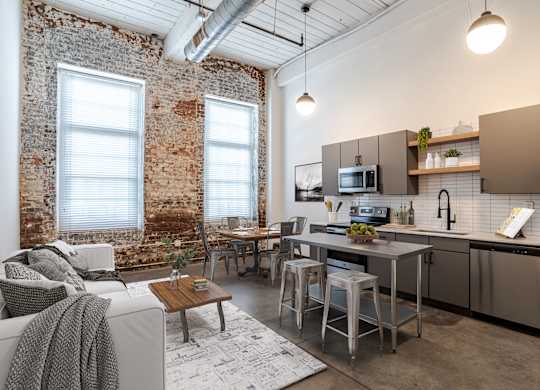 Open Kitchen  at Highland Mill Lofts in Charlotte, North Carolina