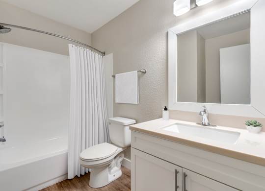 Updated bathroom at Verona Apartments in Littleton, CO