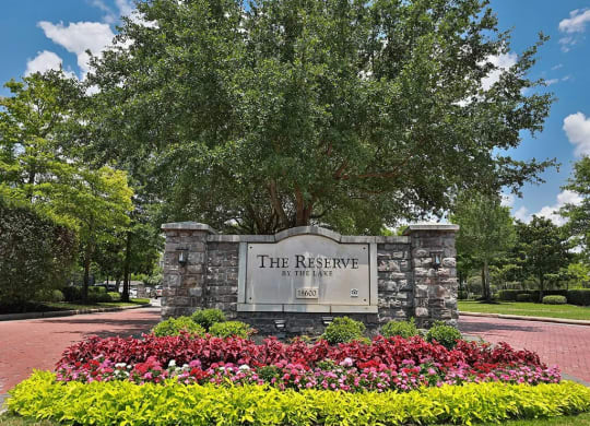 a sign for the rese at Reserve by the Lake, Houston, Texas