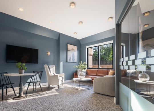 Living Room With Expansive Window at 15 Bank Apartments, White Plains, New York