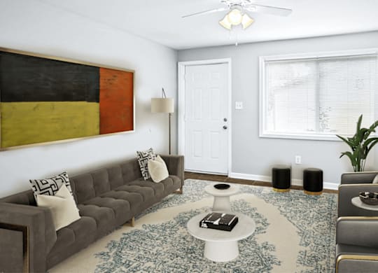 Spacious Living Room at Gardens at Washington Park, Atlanta, Georgia