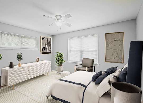 Comfortable Bedroom With Large Window at Gardens at Washington Park, Atlanta, GA, Georgia
