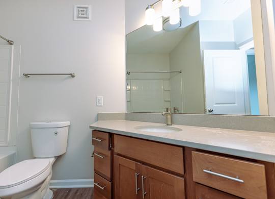 A white toilet sits next to a sink in a bathroom.