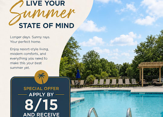 An advertisement for Halcyon at Cross Creek promotes a summer stay with a special offer.