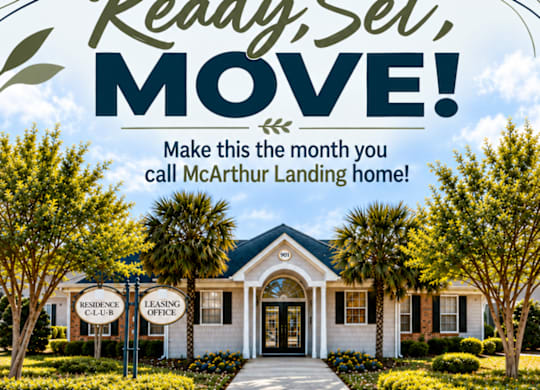 An advertisement for McArthur Landing offers a $500 discount for the first full month and half off application and administrative fees for a look and lease.