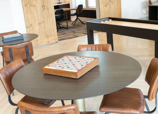 games on game tables in the clubhouse at Carmel Vista, Georgia