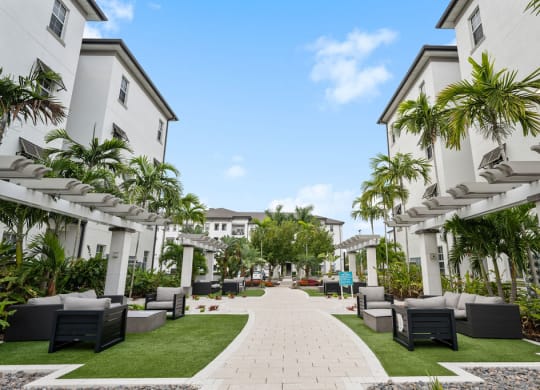 a view of the courtyard at the grove resort  spa at Inspira, Naples, FL