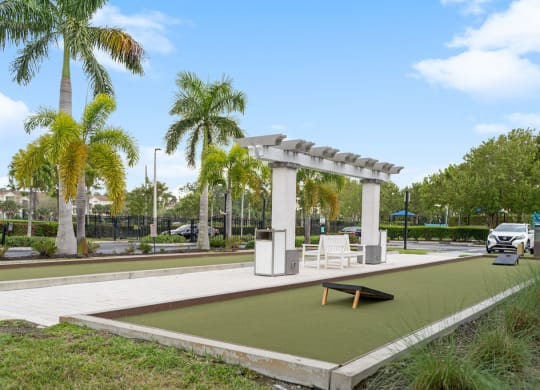 Corn hole setup at Inspira, Naples, Florida