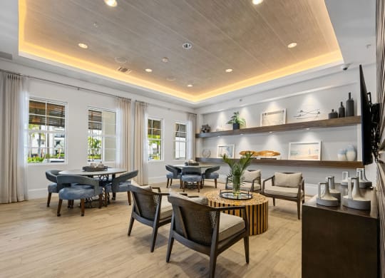 Game tables and lounge area for residents at Inspira, Florida