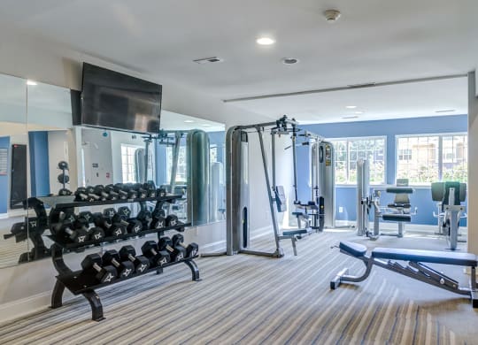 Fitness Center with weighs and machines at Madison Glen Mills, Glen Mills, Pennsylvania