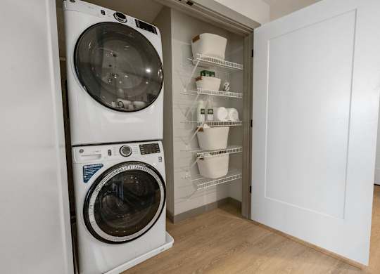 washer dryer in model apartment