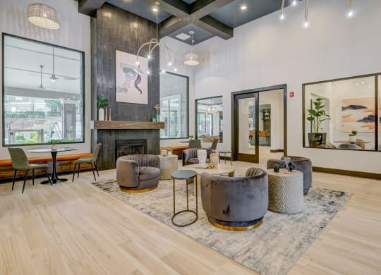 Centerview at Crossroads sitting area and fireplace