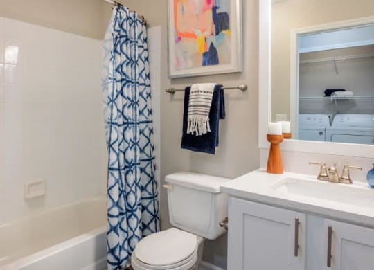 Southpoint Crossing Apartments in Durham, North Carolina Model Bathroom with Bathtub