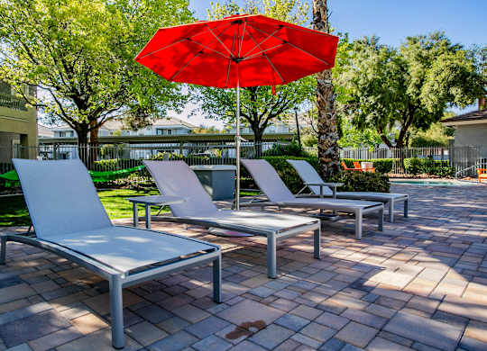 Poolside Umbrella Chairs at Octave Apartments, Las Vegas, Nevada