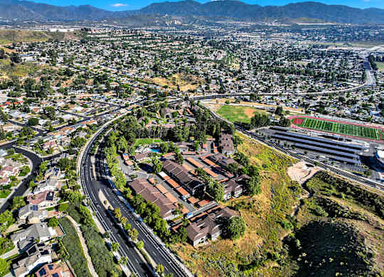 an aerial view of the city of culver city and highways at Monterra Ridge Apartments, Canyon Country ,91351