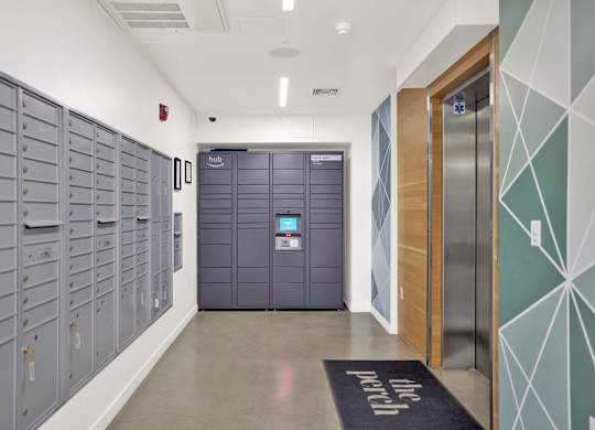 Amazon and Parcel Lockers at the perch, Los Angeles, California