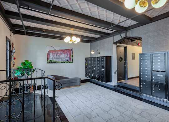 Lobby with mailboxes