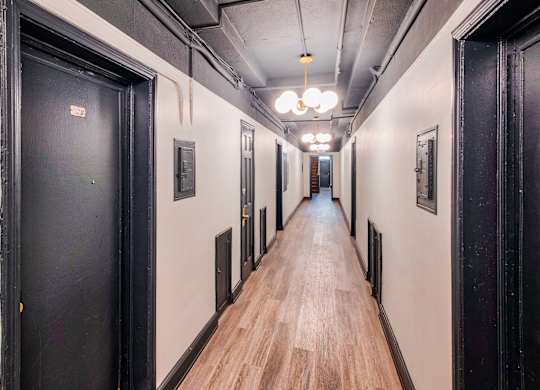 Hallway with hardwood floor view