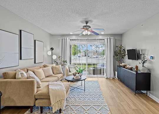 Living Area with Ceiling Fan