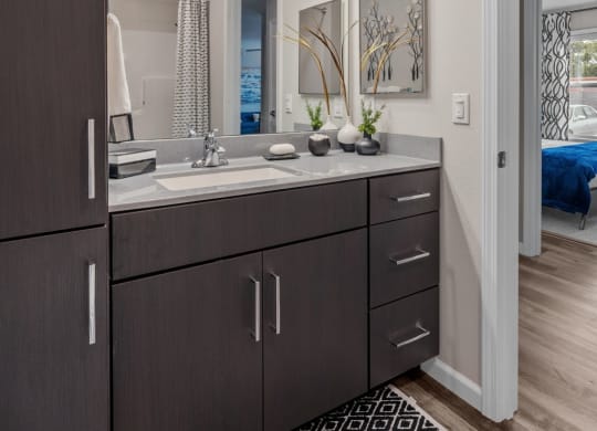 Bathroom with Built-In Shelving