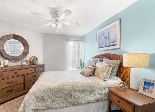 Bedroom With Ceiling Fan & Light