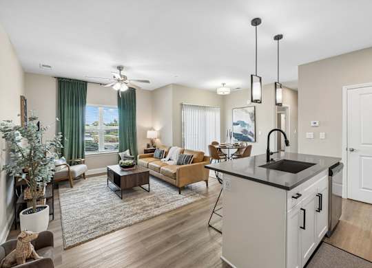 Spacious Living Area With Wood-Style Flooring