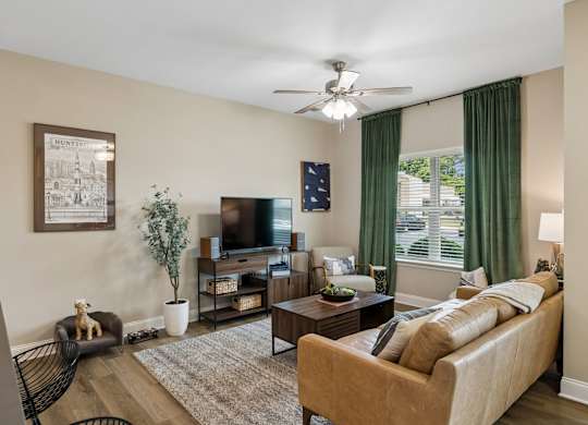 Living Room with Wood-Style Flooring
