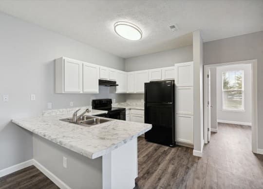 Fully-Equipped Kitchen with Black Appliances