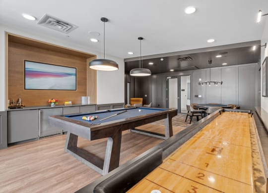 Game Room with Shuffleboard Table