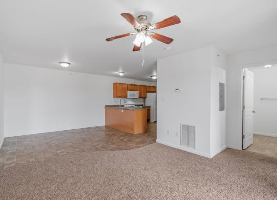 Living Area with Ceiling Fan