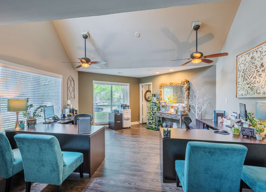 Clubhouse Office Area With Vaulted Ceilings