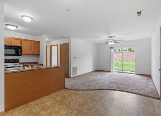 Spacious Living Area with Carpet