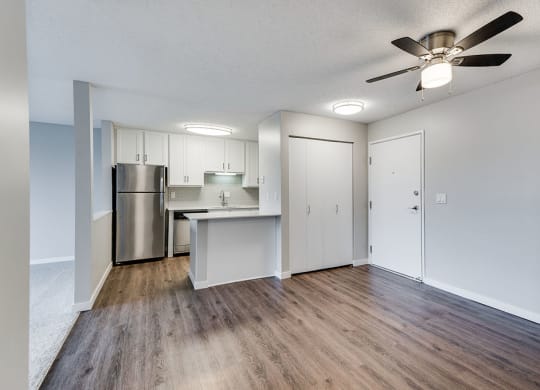 Open Concept Living with Hardwood Style Flooring