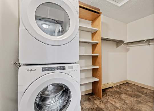 Washer and Dryer with Built In Shelving