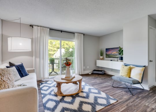 Living Room With Wood-Style Flooring & Light Grey Walls