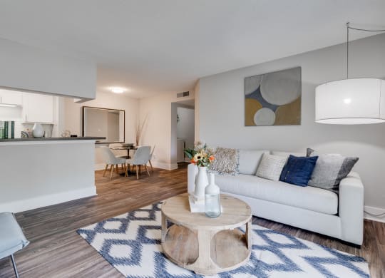 Open-Concept Kitchen, Dining, & Living Room With Wood-Style Flooring