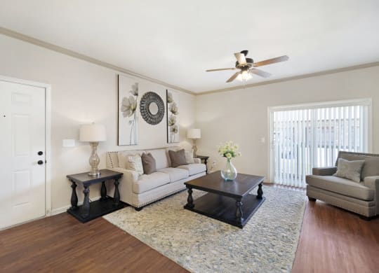 Spacious Living Area with Hardwood-Style Flooring