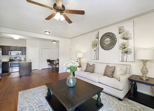 Living Room Area with Ceiling Fan