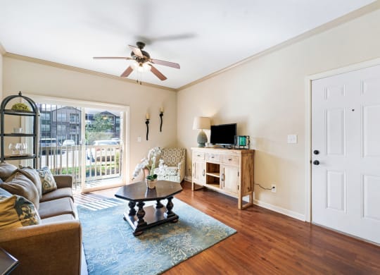 Spacious Living Area with Hardwood-Style Flooring
