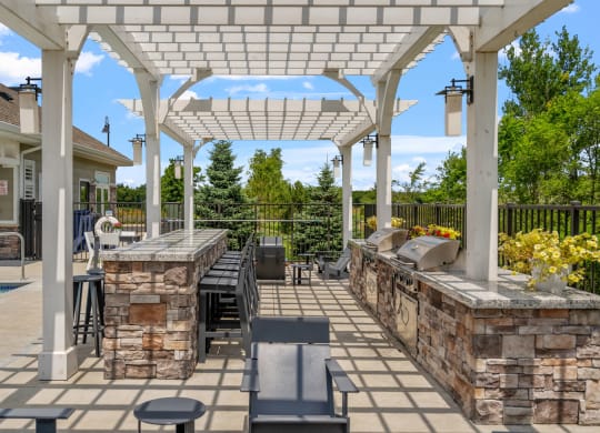 Outdoor Grilling Area Near Pool