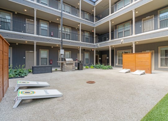 Courtyard with Cornhole Area