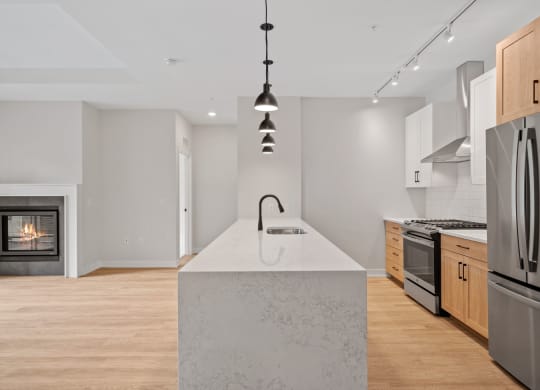Kitchen with Waterfall-Style Island