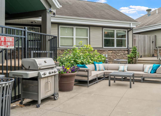 Outdoor Lounge With Fireplace