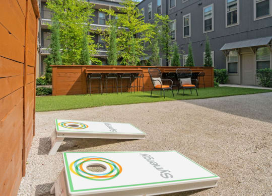 Courtyard with Cornhole Area