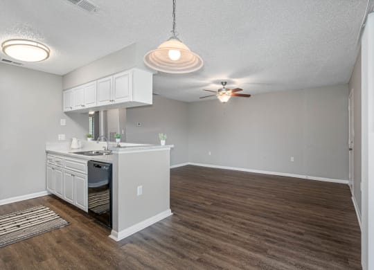 Spacious Living Area with Overhead Lighting